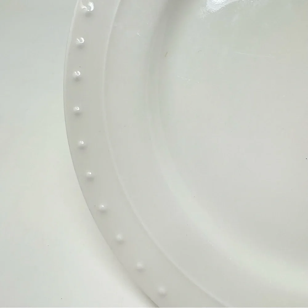 Pier 1 Elexa White Sala Plates 8-3/8” Beaded Edge Set of 2